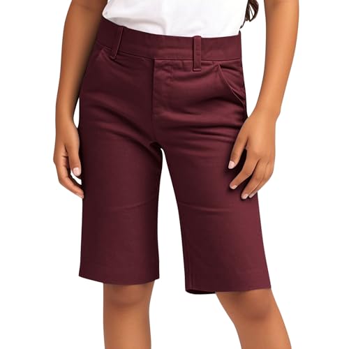 Bermuda Shorts for Girls Summer School Uniform Stretch Yoga Athletic Short Leggings Kid Flat Front Formal Capri Pants