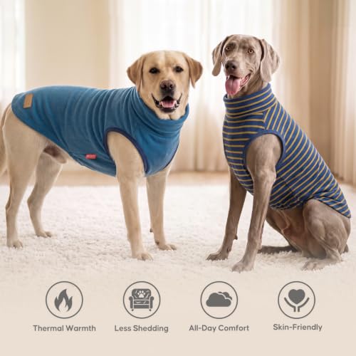 Image of KYEESE 2Pack Dog Sweater for Large Dogs Soft Pet Coats Fleece Sweatshirt | Warm Turtleneck Dog Pullover Clothes, 4-Way Stretch & Lightweight Vest, Doggie Coat in Cold Weather, Daily Wear