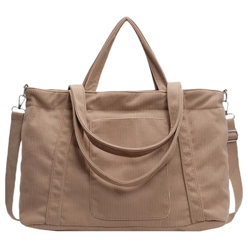 Sac à bandoulière pour étudiant grand format en velours côtelé de voyage casual