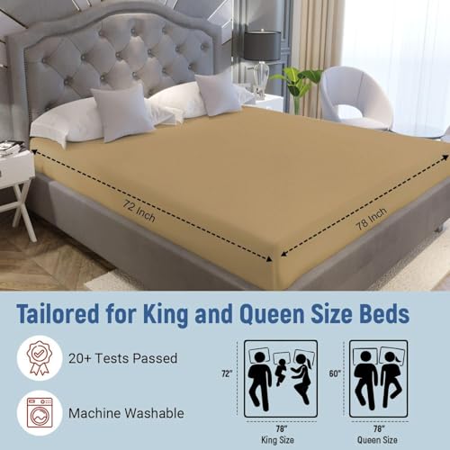 Image of La Verne 100% Waterproof Premium Cotton Feel Mattress Protector Queen Size 78 x 60 Inches | Breathable and Hypoallergenic Ultra Soft Fitted Bed Protector Cover