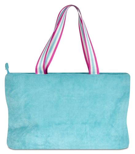 iscream 18" x 10.5" Soft Terry Travel Tote Bag with Chenille Appliques, Dual Handles and Zipper Closure - Boat Life4