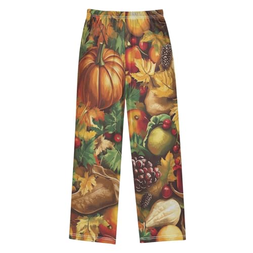 Autumn Pumpkin Fruits Boys Long Pants Soft Trousers Elastic Waist Kids Lounge Bottoms with Pockets S-XL2