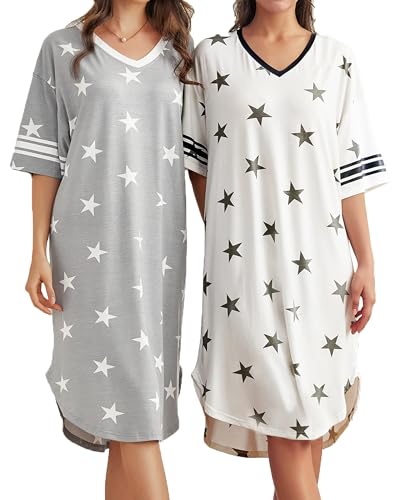 ft FENTENG 2-Pack Nightgowns for Women S…
