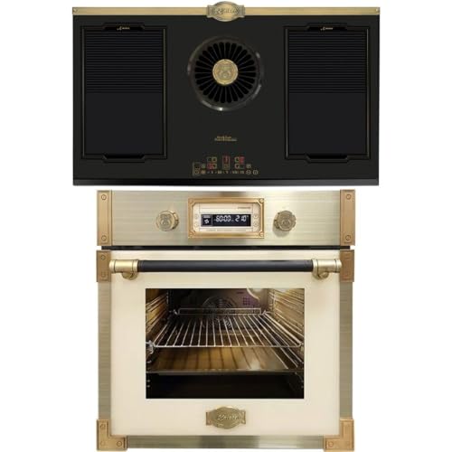 KAISER EH 6427 ElfAD+KCT 9365 IEm - Juego de horno de pirólisis (73 L, cristal antracita, 60 cm, con placa de inducción retro con extractor integrado de 1250 m³/h)