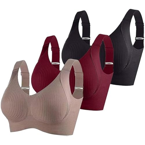 Lot de 3 Soutiens Gorge Classiques Bralette Femme sans Armature Grande Taille Soutien Gorgé Remonte Poitrine Comfit Push Up Bra Non Rembourré Brassière...