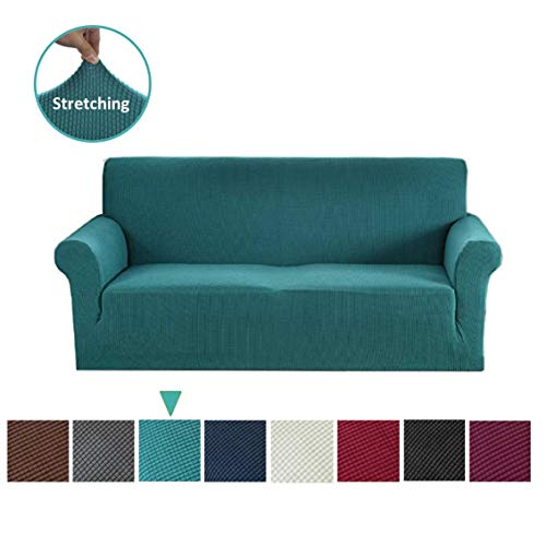Argstar Jacquard Loveseat Sofa Slipcover, Dark Cyan Stretch Love Seat Couch Slip Cover