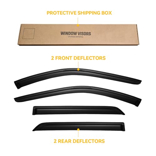 Image of Window Visor for 2011-2024 Dodge Durango(not fit 2021 GT), Out-Channel Rain Guards Shields Vent Deflector Shade Wind Dark Smoke 12 13 14 15 16 17 18 19 20 21 22 23 24, Tape-On Outside-Mount, 4PCS