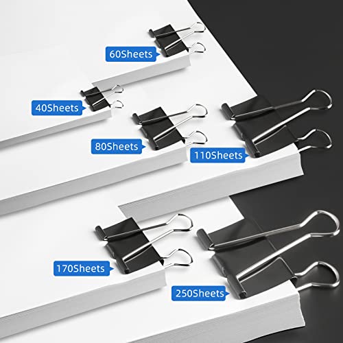 120Pcs Paper Binder Clips 6 Assorted Sizes,Jumbo, Large, Medium, Small, Mini and Micro Paper Clamps School Binder Clips with Plastic Box image 8