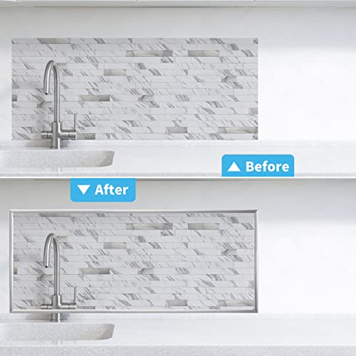 Image of Art3d 20 ft Flexible Outside Corner Trim for Tile Edge, Glittery Silver | Durable, Waterproof, Strong Adhesive, High Viscosity, Easy to Clean, Ideal for Tiles Edges, Furniture Decoration, Countertops