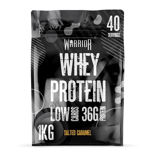 Warrior Whey Protein Powder | High Protein Shake up to 36g for Muscle Growth Recovery & Lean Muscle | Low Carb Low Fat Low Sugar | Gym & Fitness Protein Supplement | Salted Caramel 1kg