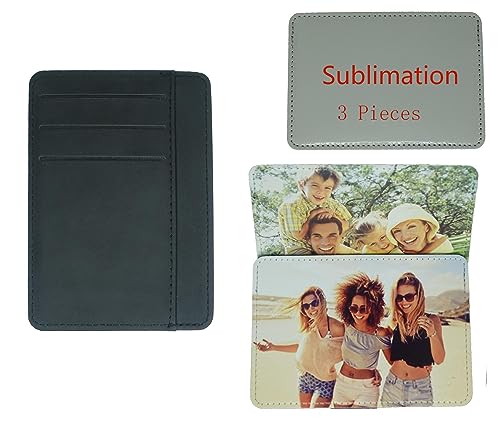 Sublimate Wallet Ultra-thin Card bag Womens wallets Blank Leather Front Pocket Wallet DIY Crafts (Black)