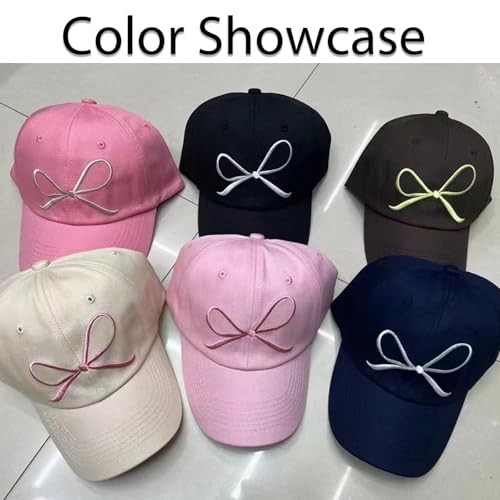 Image of Coquette Baseball Hat Bow Baseball Cap Ponytail Hat for Women Cute Distressed Cap Funny Trucker Hats for Women
