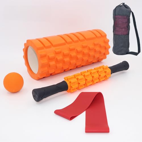 Rolo massagem liberação miofascial 5x1 foam roller com bastão mas...