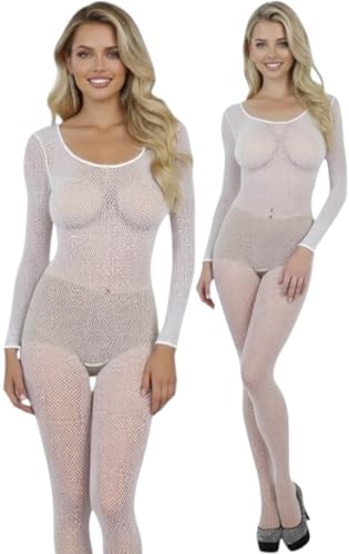 Image of ToBeInStyle Women's Long Sleeve Bodystocking Bodysuit Lingerie Regular & Plus Sizes
