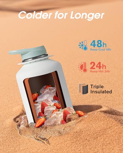 Image of Coolflask Half Gallon Water Bottle Insulated Stainless Steel with Strap