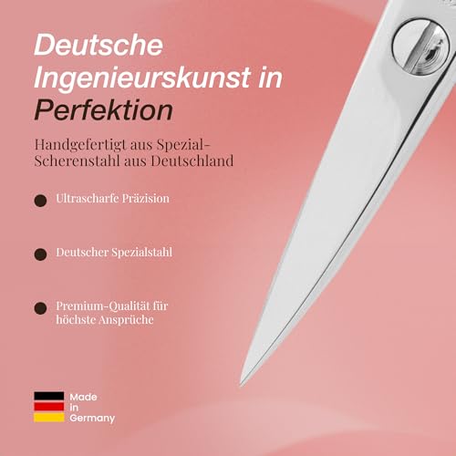 SCHWERTKRONE® Nagelschere [MADE IN GERMANY] - Hochwertige Fingernagelschere mit Nagelscheren Etui - Nail Scissors - Maniküre Schere Gebogen - Nagelhautschere extra Fein & Scharf