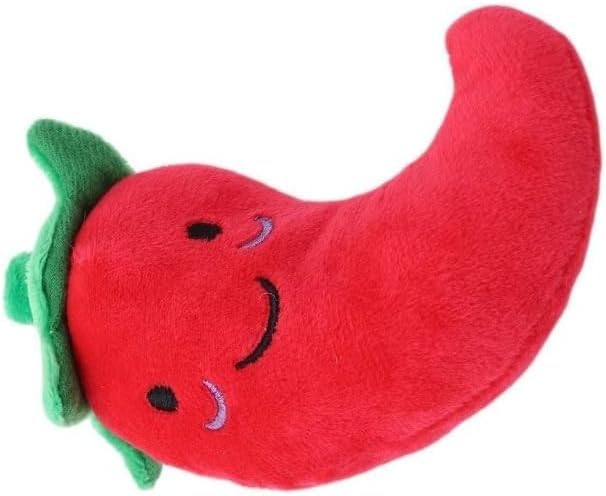 Ssmmam 1 Pc Funny Red Fruit Dog Toys, Vegetable Dog Toys Squeaky Plush Chili Eggplant Corn Puppy Toys for Small Dogs,Chili, Nice and Practical