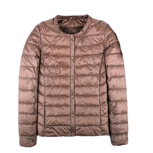 Autumn Spring Ultra Light Down Jacket Women White Duck Down Coat Collarless Warm