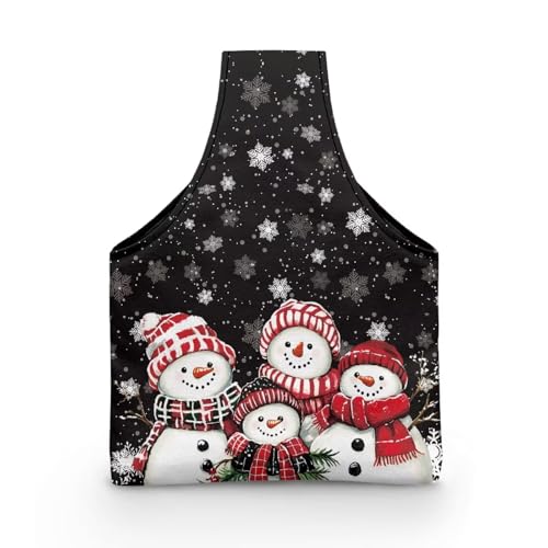 Image of KUIFORTI Snowman Snowflake Knitting Tote Bag Christmas Travel Knitting Yarn Storage Bag Organizer Lightweight for Holding Yarn Crochet Needles, Knitting and Crochet Supplies Soft