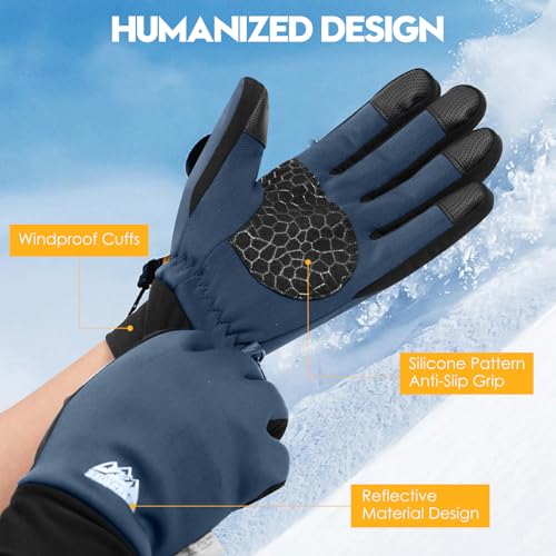 Image of Bruvoalon Winter Gloves for Women & Men, 3M Thermal Insulation, Lycra Fabric, Touchscreen, Anti-Slip