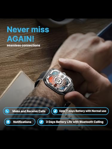 Image of TIMEX iConnect Calling Max 2.01 inch(5.1cm) Display with Functional Crown and BT Calling Smartwatch for Unisex - TWIXW1303T