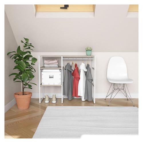 MOB-IN Ropa de vestir Madera y metal Blanco armario y estantes L100 x H85 cm