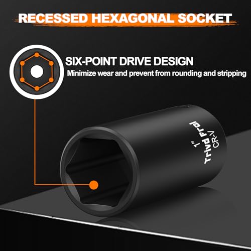 Image of SAE Impact Socket Set - 1 /2 inch Drive, 19pc Deep Socket Set 3 /8 inch to 1-1 /2 inch, Cr-V Steel, Double Lock Case