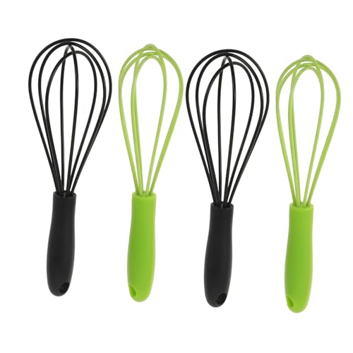 VERDANVERSE 4個ミニ打蛋器 手持ちステンレス製シリコンホイッパー 卵 ミルク混ぜ用 小型キッチン用攪拌器 焼き菓子作りに コンパクト携帯型