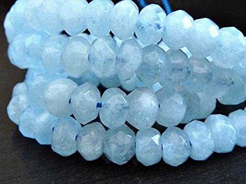 Rondelles d'aigue-marine facettées LUXE AAA 6x4mm pour la création de bijoux précieux