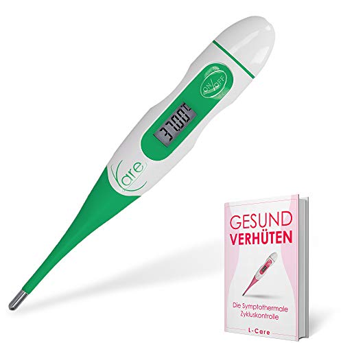 L-Care - Termometro di precisione per il controllo del ciclo, con eBook gratuito per la prevenzione della temperatura di base o NFP, punta flessibile, ideale come termometro per bambini Colori