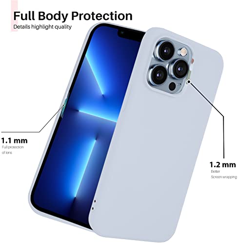 Image of Elzzi Microfiber Candy Case Compatible for iPhone 13 Pro 6.1 inch, Shockproof Slim Back Cover Liquid Silicone Case - Sea Grey