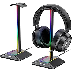 Comprar Auriculares Gamer New Bee Soporte Auriculares RGB, Soporte Cascos Gaming para Videojuegos, Accesorio LED con 7 Modos de iluminación, Base de Goma Antideslizante, para PC Gamer, Auriculares Gaming, Negro