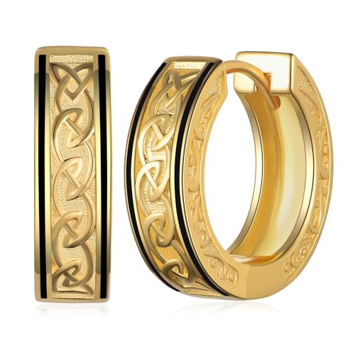 Viking Earrings Men 925 Sterling Silver Gold Viking Hoop Earrings