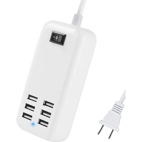 6 Ports USB Charger Hub Desktop US Plug AC Power Wall Travel Charging Adapter Slots Charging Station