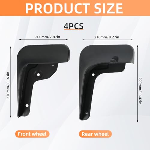 Image of Mud Flaps Splash Guards Front & Rear 4 Piece Kit for 2022-2025 Hyundai Tucson SE /SEL /Limited (Not N Line), No‑Drill ABS Mudguards