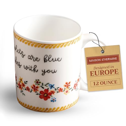 Maison d' Hermine Coffee Mug with Handles Tea Cups (12 Ounce, Pack of 1)