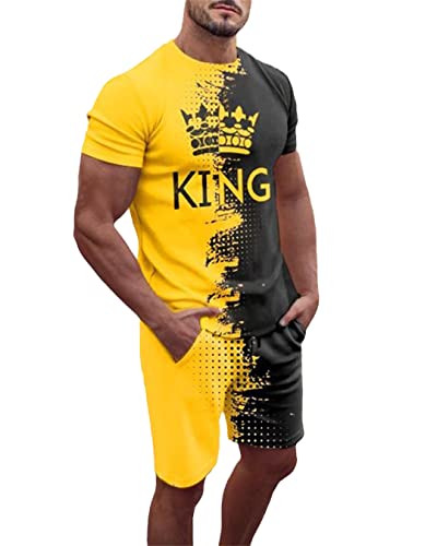 Survêtement homme short imprimé 3D t-shirt sport décontracté M ts1181