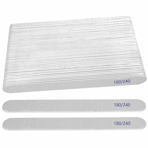 Nail File (50 Packs) Emery Boards for Nails 180/240 Grit Nail Files for Natural Nails Wood Double Sided Emory Fingernail Files Professional Reusable Manicure Pedicure limas para uas