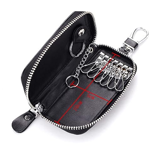 Vaguelly Multi Function Blue Leather Car Key Case Wallet Bag with Zipper Closure Lightweight Key Wallet for Men Durable Practical Design Fit3