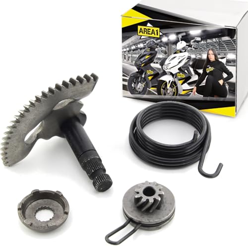 Area1 Kickstarter Reparatur-Set (Ritzel/Mitnehmer/Feder) für 50ccm 2Takt ATU Explorer AGM Nova Motors GT Union Longija Mawi RS Ultima Ride Sprint Tauris Benero TNG Motorro Jack-Fox JM Motor (1E40QMB)