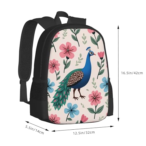 Daypack With Adjustable Straps Peacock Lightweight, Large Capacity Backpack For Adult 17 Inch3