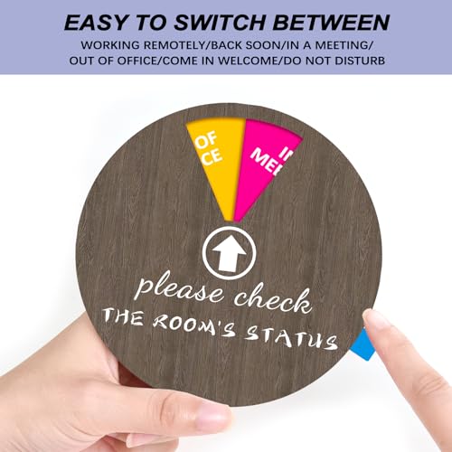 Image of Privacy Door Sign, Do Not Disturb /Come in Welcome /Out of Office /in a Meeting /Back Soon /Working Remotely Sign, That Lets Others Know Whether You're Available Or Not For Office (6inch,Dark Brown)