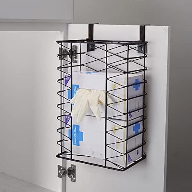 Gourmet Basics by Mikasa Garbage Bag Holder Garbage Bag Holder Basket with Removable Hooks, One size, Antique Black,5255362