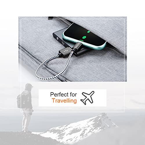 Cablecreation 0.5 Feet Short Iphone Charger Cable, [Mfi Certified] Lightning To Usb Data Sync Cord, Compatible With Iphone 14/14 Pro, Airpods Pro, Iphone 13/13 Pro/12, Ipad Pro, Air, 0.15M Black&White #TOP2