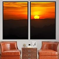2 Piece Framed Canvas Wall Art Sunset in The Mountains Canvas Prints Home Artwork Decoration for Living Room,Bedroom - 16