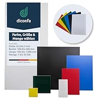 diconfa Kunststoffplatte Polystyrol PS - VIELE FARBEN - Dicke: 0,5mm bis 3mm - Größe: 100x100mm bis 500x1000mm - AUSWAHL:200x300x1mm, schwarz, 2 Stück - Basteln Modellbau Heimwerken Schilder