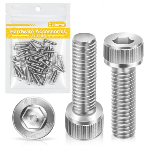 Tornillos cilíndricos M4 x 16 mm con hexágono interior, 50 unidades, Caianwin DIN 912 de acero inoxidable (A2 V2A), tornillos para máquinas industriales, vehículos de motor, construcción