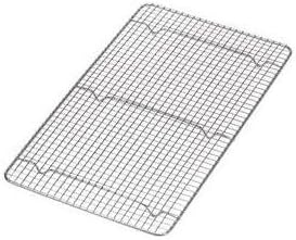 NEW, Cross-Wire Grid Cooling Rack, Wire Pan Grate, Baking Rack, Icing Rack, Chrome Plated Steel, Rectangle shape, 6-Raised Feet, Commercial Quality, Full Size - 10 x 18 Inches. (2) Pack