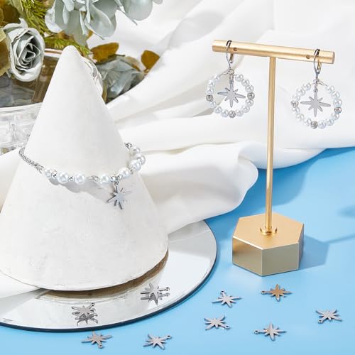 SUNNYCLUE 1 Box 60Pcs 304 Stainless Steel Star Charms Bulk 8 Point Star Charm Silver Mini Small Stars Lukcy Charm for jewellery Making Charms Crafting Supplies DIY Necklace Bracelet Beginner Adult - Image 4