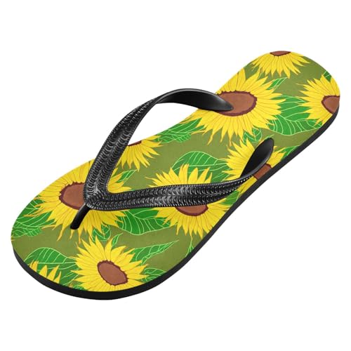 Maple Leaf Sketch Orange Sunflower Green Leaf Flip Flops for Beach Thong Sandals Anti-slip Lightweight Flat Slippers for Indoor Outdoor House2